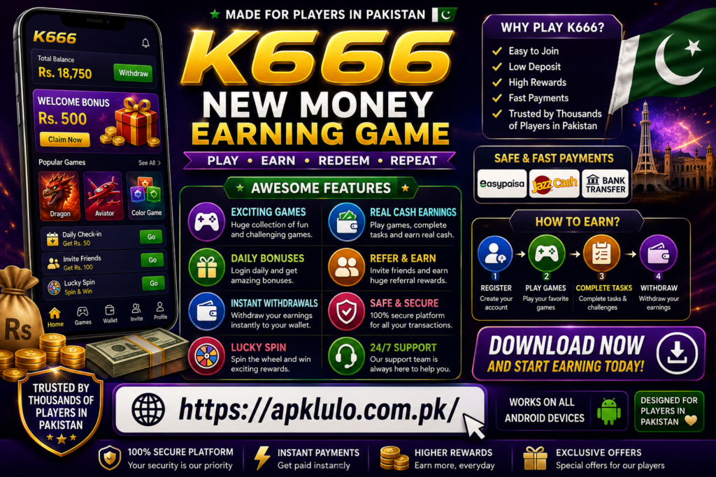 K666 New Money Earning Game in Pakistan: Complete Guide, Features, Download Tips, and Earning Ideas